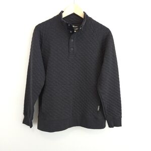 Eddie Bauer Men's Charcoal Quilted Mock Neck 1/4 Snap Henley Pullover